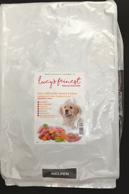 Lucy`s Feinest Puppy Huhn mit Süßkartoffel, Karotte u. Erbsen 6 kg